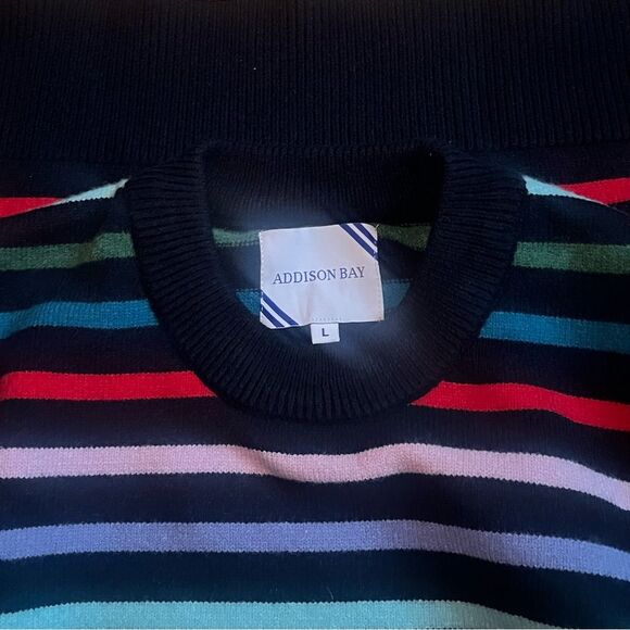 Addison Bay Knit Cypress Active Sweater Navy Stripe Size Large - Picture 8 of 11